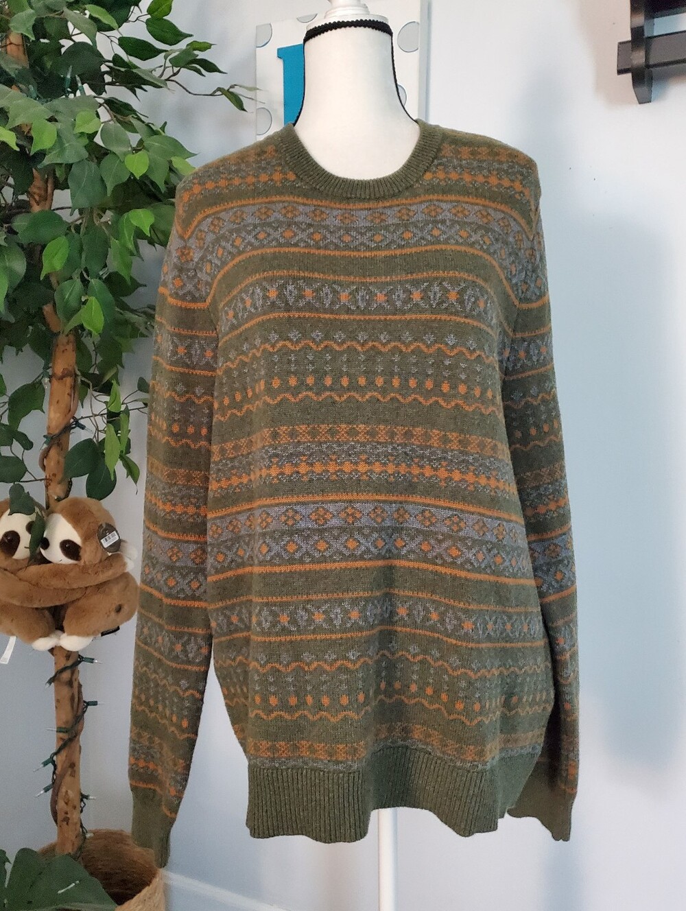 MERONA Soft Wool Blend Nordic Fair Isle Crewneck Sweater XL